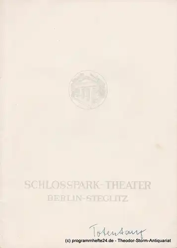 Schlosspark  Theater Berlin-Steglitz, Boleslaw Barlog: Programmheft TOTENTANZ von August Strindberg. Spielzeit 1960 / 61 Heft 94. 