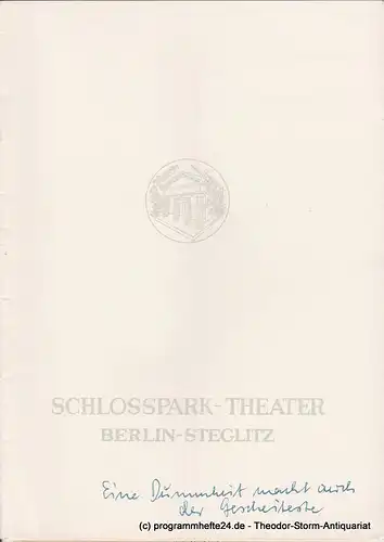 Schlosspark  Theater Berlin-Steglitz, Boleslaw Barlog: Programmheft Eine Dummheit macht auch der Gescheiteste. Spielzeit 1960 / 61 Heft 91. 
