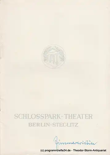 Schlosspark  Theater Berlin-Steglitz, Boleslaw Barlog: Programmheft Die Zimmerwirtin von Jacques Audiberti. Spielzeit 1965 / 66 Heft 136. 