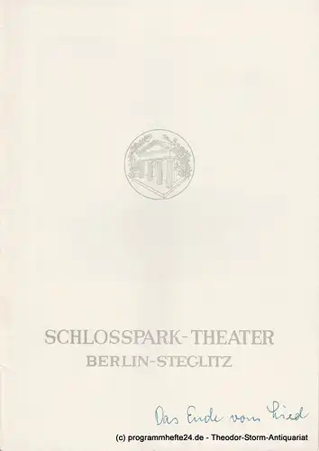 Schlosspark  Theater Berlin-Steglitz, Boleslaw Barlog: Programmheft Das Ende vom Lied. Drama von Willis Hall. Spielzeit 1959 / 60 Heft 82. 