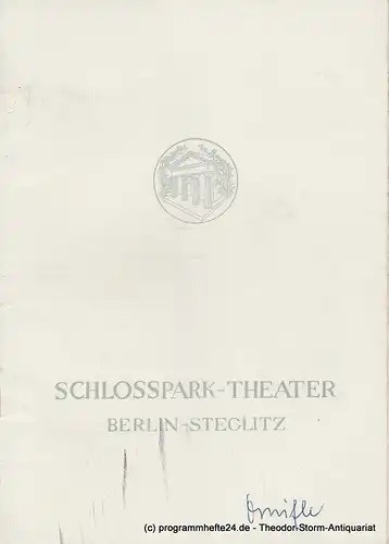 Schlosspark  Theater Berlin-Steglitz, Boleslaw Barlog: Programmheft Ornifle oder Der erzürnte Himmel. Spielzeit 1955 / 56 Heft 49. 