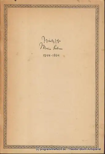 Nietzsche Friedrich Mein Leben. Mein Lebenslauf 1861 1863 1864. Dokumente zur Morphologie, Symbolik und Geschichte. Unter Mitwirkung von A. Buchenau, F.v.d. Leyen, J. Schuster herausgegeben