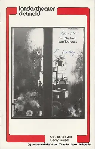 Landestheater Detmold, Otto Hans Böhm, Bruno Scharnberg: Programmheft Der Gärtner von Toulouse Spielzeit 1982 / 83 Heft 17. Premiere 4. Mai 1983. 