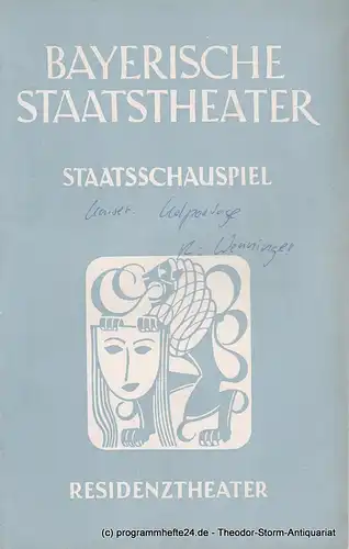 Bayerisches Staatsschauspiel, Residenztheater, Alois Johannes Lippl, Hermann Wenninger, Karl Andreas Wirz: Programmheft Neuinszenierung KOLPORTAGE. Komödie von Georg Kaiser Spielzeit 1952 / 53 Heft 7. 