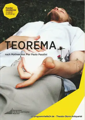 Theaterakademie August Everding, Anna Gojer, Nicole Steiner: Programmheft TEOREMA nach Motiven von Pier Paolo Pasolinis Erzählung. Premiere 13. Juli 2016. 