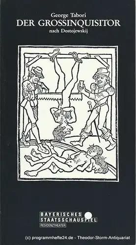 Bayerisches Staatsschauspiel, Residenztheater München, Günther Beelitz, Guido Huller, Wilfried Hösl ( Fotos ): Programmheft Der Grossinquisitor von  George Tabori. Spielzeit 1992 / 93 Heft 96. 