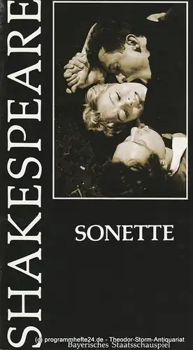 Bayerisches Staatsschauspiel, Theater im Marstall München, Günther Beelitz, Wilfried Hösl ( Fotos ), Uwe B. Carstensen: Programmheft SONETTE von William Shakespeare Spielzeit 1987 / 88 Heft 24. 