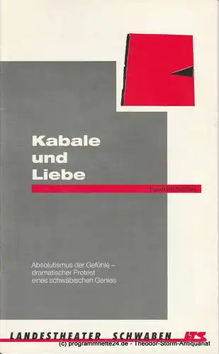 Landestheater Schwaben, Norbert Hilchenbach, Peter Czerepak, Maria Hilchenbach: Programmheft Kabale und Liebe von Friedrich Schiller. Premiere 16. Januar 1993. 