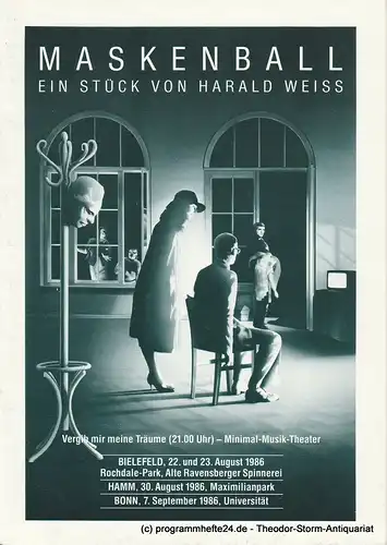 Presse- und Verkehrsamt Bielefeld, Kulturämter der Städte Bielefeld, Hamm und Bonn, Sekretariat für gemeinsame Kulturarbeit NW, Wuppertal: Programmheft MASKENBALL. Ein Stück von Harald Weiss. Premiere 22. August 1986 Alte Ravensberger Spinnerei. 