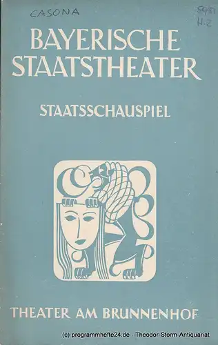 Bayerisches Staatstheater, Staatsschauspiel, Theater am Brunnenhof, Alois Johannes Lippl: Programmheft Die Frau im Morgengrauen von Alejandro Casona 12. Dezember 1950. 