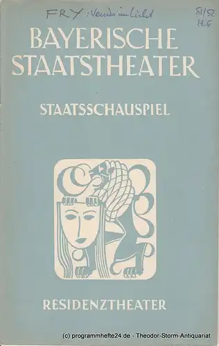 Bayerisches Staatstheater, Staatsschauspiel, Residenztheater, Alois Johannes Lippl: Programmheft Venus im Licht von Christopher Fry. 24. Mai 1952. 