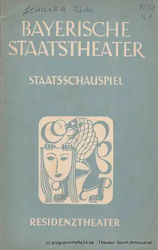 Bayerisches Staatstheater, Staatsschauspiel, Residenztheater, Alois Johannes Lippl: Programmheft Die Verschwörung des Fiesko zu Genua 29. Oktober 1951. 