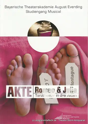 Bayerische Theaterakademie August Everding, Prinzregententheater, Klaus Zehelein, Karl Kröwer, Lea Barth, Rebecca Mack: Programmheft Akte Romeo & Julia. Premiere 28. Juni 2008. 