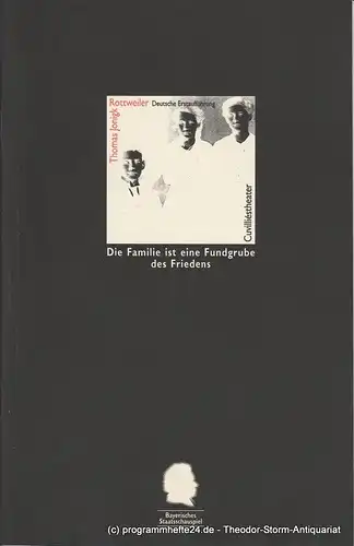 Bayerisches Staatsschauspiel, Cuvilliestheater, Eberhard Witt, Henrik Bien, Manuela Knirsch: Programmheft Rottweiler von Thomas Jonigk Premiere 9. Februar 1995 Spielzeit 1994 / 95 Heft 22. 