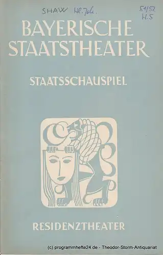 Bayerisches Staatstheater, Staatsschauspiel, Residenztheater, Alois Johannes Lippl, Hermann Wenninger, Max Högel: Programmheft Die heilige Johanna / Peter Pan Spielzeit 1951 / 52 Heft 5. 