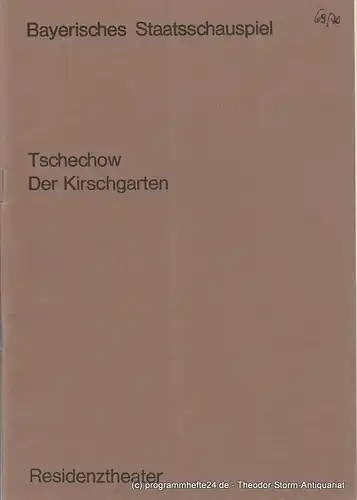 Bayerisches Staatsschauspiel, Residenztheater, Helmut Henrichs, Urs Jenny: Programmheft DER KIRSCHGARTEN von Anton Tschechow. Premiere 20. Juni 1970. 