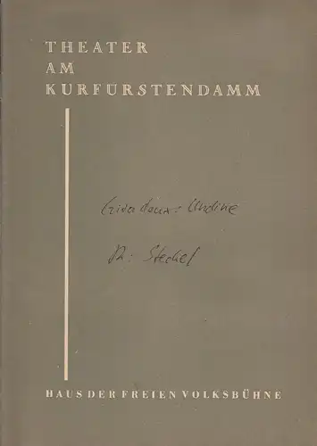 Theater am Kurfürstendamm, Heinz Köster ( Fotos ): Programmheft UNDINE. Berliner Festwochen 1959 Spielzeit 1959 / 1960. 