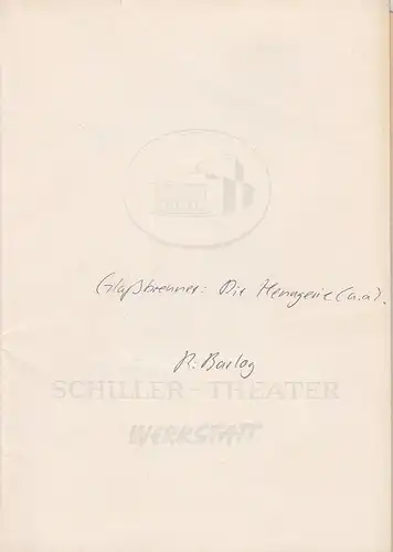 Schiller Theater Werkstatt, Boleslaw Barlog, Albert Beßler: Programmheft Alt-Berliner Possenabend Spielzeit 1960 / 61. 