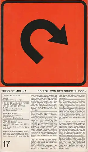 Theater der Freien Hansestadt Bremen, Kurt Hübner: Programmheft Don Gil von den grünen Hosen von Tirso de Molina. Premiere 18.5.1967. 