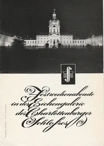 Berliner Festwochen 1957, Josef Rufer: Programmheft Festwochenende in der Eichengalerie des Charlottenburger Schlosses 1957. 