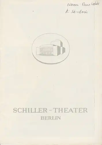 Schiller Theater Berlin, Boleslaw BarlogAlbert Beßler: Programmheft Dame Kobold von Calderon. Spielzeit 1955 / 56 Heft 54. 