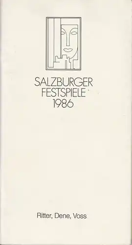 Salzburger Festspiele 1986, Vera Sturm Programmheft Uraufführung RITTER, DENE, VOSS von Thomas Bernhard 18. August 1986 Landestheater