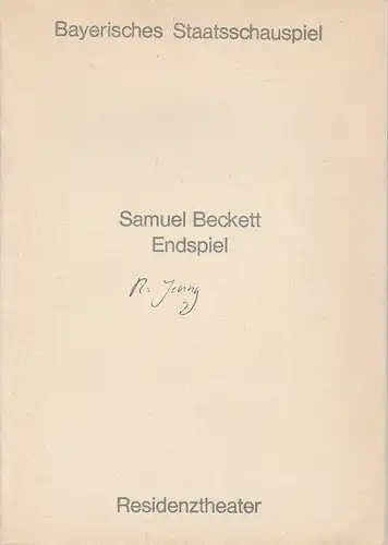 Bayerisches Staatsschauspiel, Helmut Henrichs, Urs Jenny: Programmheft ENDSPIEL von Samuel Beckett. Premiere 19. Mai 1971. 