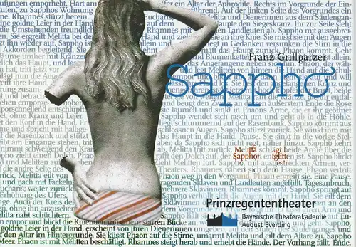 Bayerische Theaterakademie August Everding, Prinzregententheater, Christiane Neudeck, Michaela Nothelfer: Programmheft SAPPHO. Schauspiel von Franz Grillparzer. Premiere 18. Dezember 2003. 