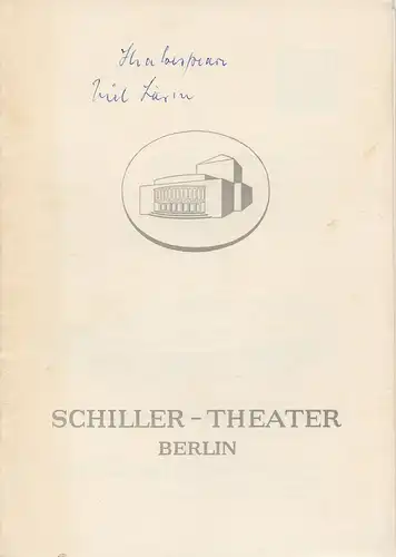 Schiller  Theater Berlin, Boleslaw Barlog, Albert Beßler: Programmheft Viel Lärm um nichts. Lustspiel von William Shakespeare. Spielzeit 1957 / 58 Heft 72. 