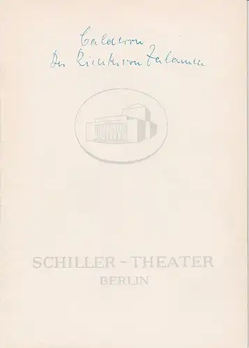 Schiller  Theater Berlin, Boleslaw Barlog, Albert Beßler: Programmheft Der Richter von Zalamea von Calderon de la Barca. Spielzeit 1961 / 62 Heft 114. 