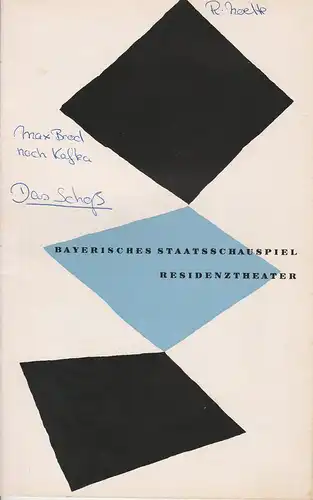Bayerisches Staatsschauspiel, Residenztheater, Kurt Horwitz, Walter Haug: Programmheft Das Schloß. 2. Dezember 1955 Spielzeit 1955 / 56 Heft 3. 