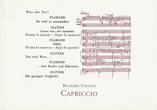 Staatstheater am Gärtnerplatz, Klaus Schultz, Jan Adamiak, Julia Fechner: Programmheft Neuinszenierung CAPRICCIO von Richard Strauss. Premiere 11. Oktober 1998 Prinzregententheater Spielzeit 1998 / 99 Heft 17. 