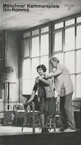 Münchner Kammerspiele, Hans-Reinhard Müller, Ernst Wendt, Wolfgang Zimmermann: Programmheft D.L. Coburn: Gin-Romme. Premiere 20. Juni 1978 Spielzeit 1977 / 78 Heft 8. 