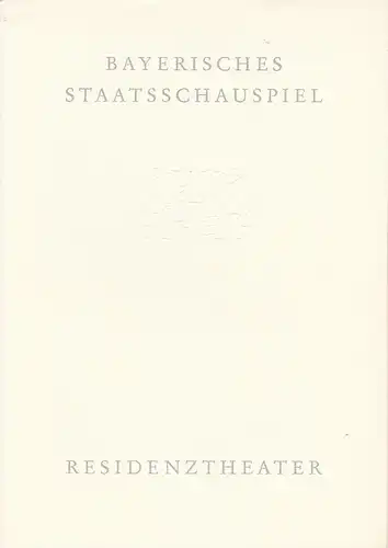 Bayerisches Staatsschauspiel, Helmut Henrichs, Wolfgang Kirchner: Programmheft Erstaufführung JUDITH. Premiere 17. Juli 1962 Residenztheater. 