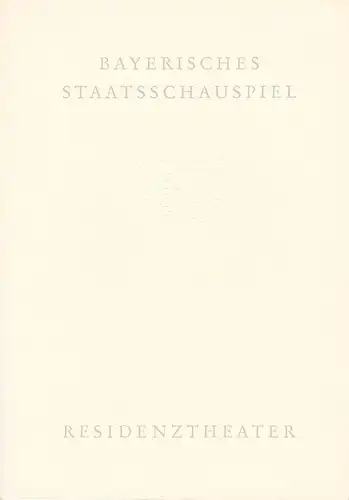 Bayerisches Staatsschauspiel, Helmut Henrichs, Eckart Stein: Programmheft Neuinszenierung William Shakespeare: HAMLET. Premiere 9. April 1961 Residenztheater. 