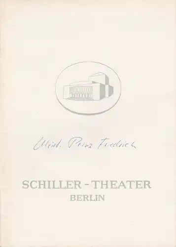 Schiller Theater Berlin, Boleslaw Barlog, Albert Beßler: Programmheft Prinz Friedrich von Homburg. Spielzeit 1959 / 60 Heft 90. 