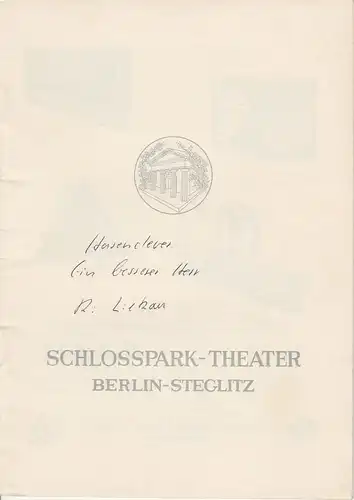 Schlosspark-Theater, Boleslaw Barlog, Albert Beßler: Programmheft Ein besserer Herr Spielzeit 1957 / 58 Heft 59. 