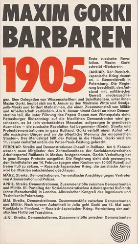 Deutsches Schauspielhaus in Hamburg, Ivan Nagel, Bernd Wilms, Rosemarie Clausen: Programmheft Maxim Gorki: BARBAREN. Szenen einer Kreisstadt. Premiere 11. Oktober 1972. 