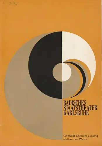 Badisches Staatstheater Karlsruhe, Hans-Georg Rudolph, Wilhelm Kappler, Helmar von Hanstein: Programmheft Nathan der Weise Wiederaufnahme 23. Oktober 1971 Spielzeit 1971 / 72 Heft 8. 