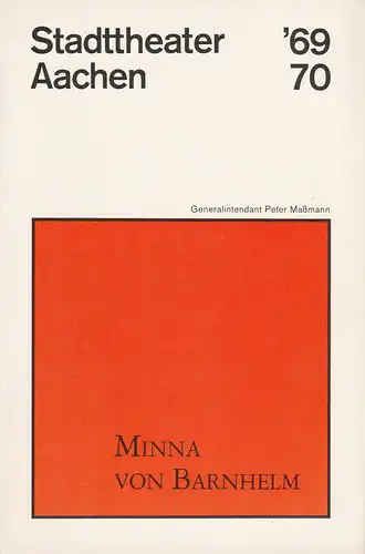 Stadttheater Aachen, Peter Maßmann, Helmar Harald Fischer: Programmheft Minna von Barnhelm Spielzeit 1969 / 70 Heft 5. 