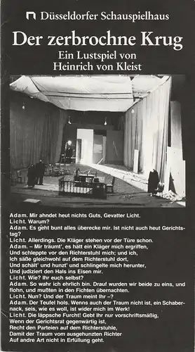 Düsseldorfer Schauspielhaus, Neue Schauspiel GmbH, Günther Beelitz, Harald Clemen, Gerd Jäger: Programmheft Der zerbrochne Krug Premiere 28. Oktober 1979 Spielzeit 1979 / 80 Heft 6. 