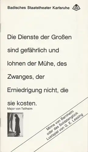Badisches Staatstheater Karlsruhe, Günter Könemann, Rolf Leibenguth: Programmheft Minna von Barnhelm oder Das Soldatenglück. Premiere 2. Oktober 1983 Spielzeit 1983 / 84 Heft Nr. 2. 