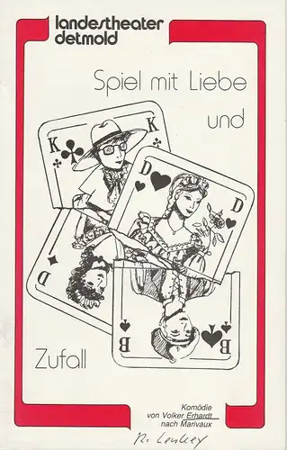Landestheater Detmold, Otto Hans Böhm, Bruno Scharnberg: Programmheft Erhardt/ nach Marivaux Spiel von Liebe und Zufall Premiere 7. Dezember 1982 Kurtheater Spielzeit 1982 / 83 Heft 9. 