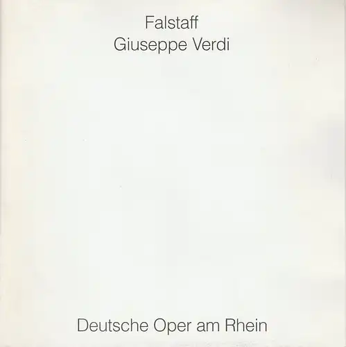 Deutsche Oper am Rhein, Kurt Horres, Benedikt Holtbernd, Alexandra Bertram, Anne Bissen: Programmheft FALSTAFF von Giuseppe Verdi. Premiere 3. Februar 1996 Theater der Stadt Duisburg. 