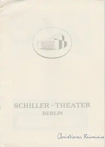 Schiller Theater Berlin, Boleslaw Barlog, Albert Beßler: Programmheft Christinas Heimreise. Komödie von Hugo von Hofmannsthal Spielzeit 1956 / 57 Heft 59. 
