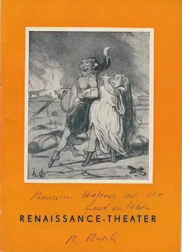 Renaissance-Theater, Kurt Raeck: Programmheft HELENA oder Die Lust zu leben. Spielzeit 1952 / 53. 