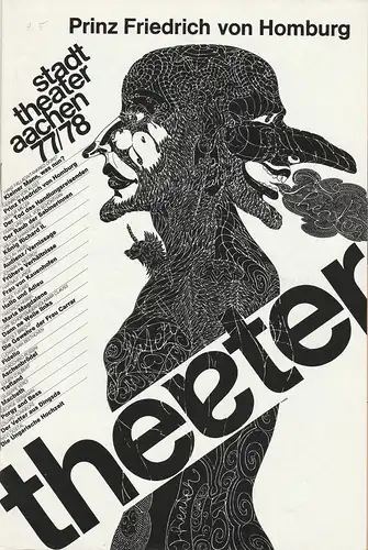 Stadttheater Aachen, Peter Maßmann: Programmheft Kleist: Prinz Friedrich von Homburg Premiere 3. Oktober 1977 Spielzeit 1977 / 78 Heft 5. 