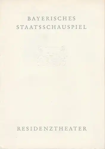 Bayerisches Staatschauspiel, Helmut Henrichs, Gerhard Reuter: Programmheft Neuinszenierung DER STURM. Zauberlustspiel von William Shakespeare. Premiere 7. April 1965 Residenztheater. 