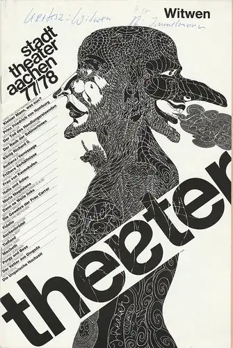 Stadttheater Aachen, Peter Maßmann: Programmheft WITWEN von Akos Kertesz Premiere 16. März 1978 Spielzeit 1977 / 78 Heft 17. 