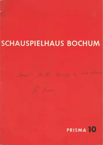 Schauspielhaus Bochum, Hans Schalla, Jochen Jachmann, Max Fritzsche: Programmheft Bertolt Brecht MUTTER COURAGE UND IHRE KINDER Prisma 10 Spielzeit 1959 / 60. 